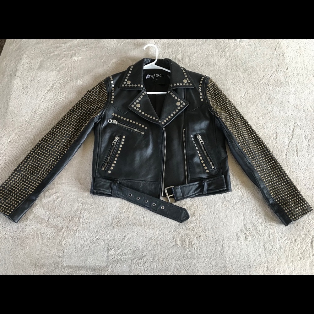 Nasty Gal Leather Studded Jacket